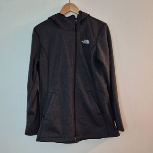 The North Face Womens Soft Shell Long Jacket Plush Lined Charcoal Gray Large